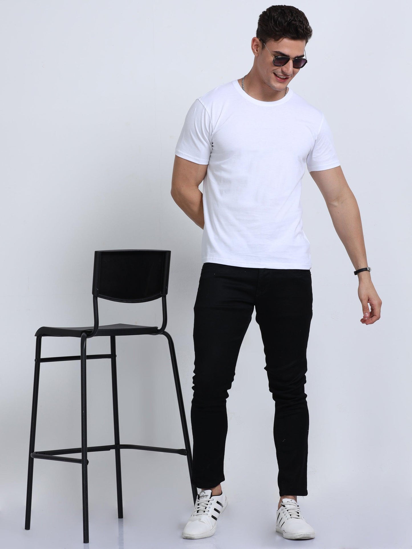 Pure Cotton Round Neck Tshirts for Men - White