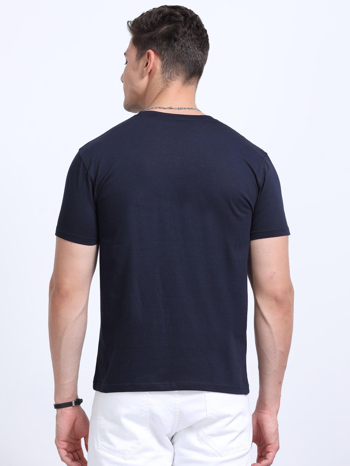 crew neck mens navy blue tshirt