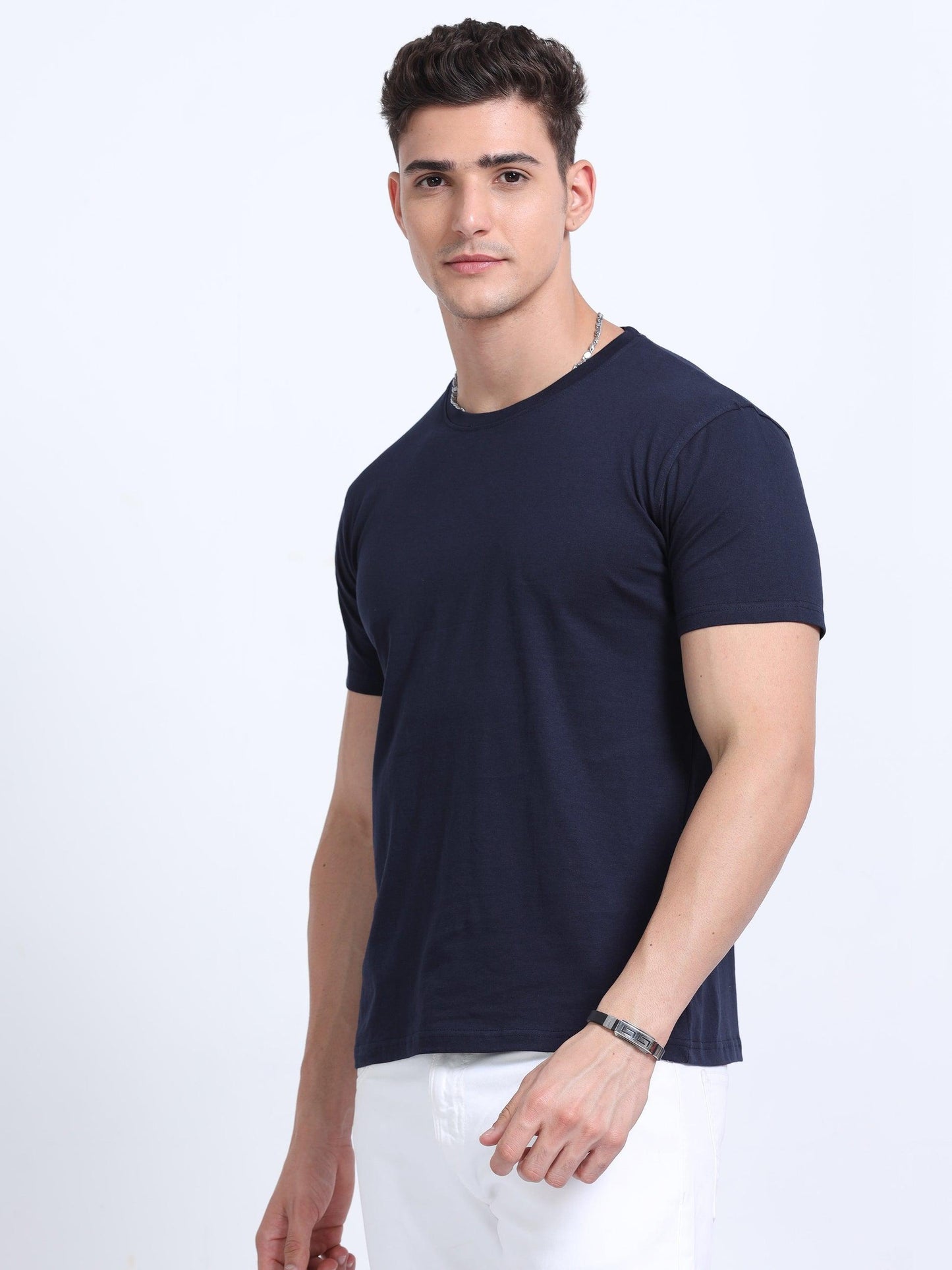 half sleeve navy blue tshirt for men  